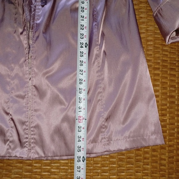 M Monogram Lavender Satin Car Coat Interior Floral Embroidery Mauve Trench L - Picture 5 of 16